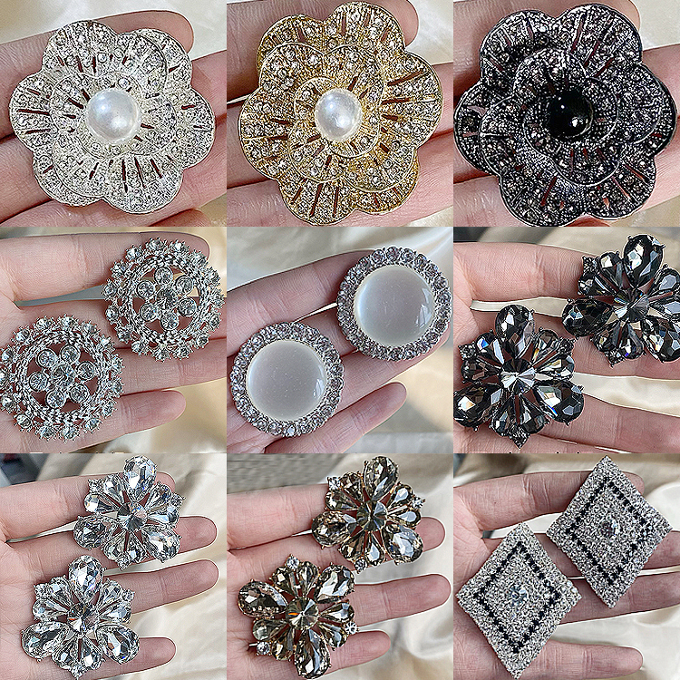 清仓特价貂皮皮草大纽扣玻璃水钻扣子裘皮大衣装饰大扣袖扣水晶扣