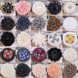 精致纯手工纽扣串珠手工扣子珍珠花朵钮扣大衣外套装饰扣珠子花扣