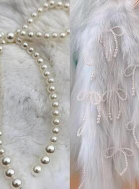 珍珠蝴蝶结挂饰搭配皮草外套甜美时尚新款狐狸毛配件diy串珠挂钩