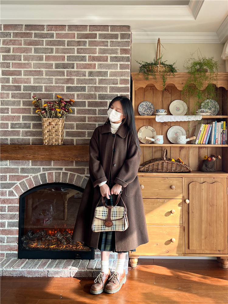 野驴】自制日系美拉德复古森系经典中古小翻领纯羊毛毛呢大衣外套