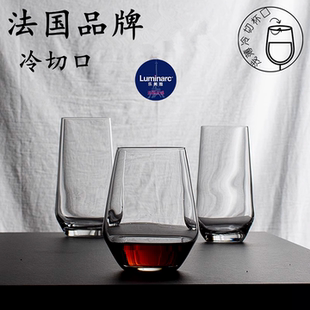 冷切口玻璃茶水杯饮料果汁牛奶早餐家用杯浅薄杯身 乐美雅甄选经典