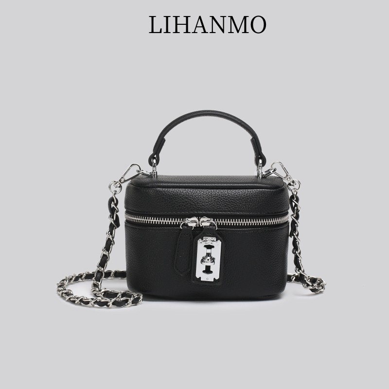 LIHANMO夏新款时尚简约椭圆型手提包包 女2023荔枝纹单肩包斜挎包