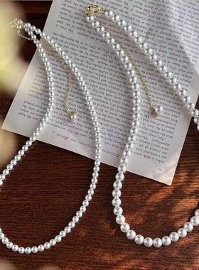 正圆强光baby迷你贝珠珍珠项链施家珍珠项链小灯泡轻奢锁骨链爆款