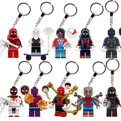 蜘蛛侠系列钥匙扣挂件迈尔斯斑点人格温拼装积木人仔玩具兼容乐高