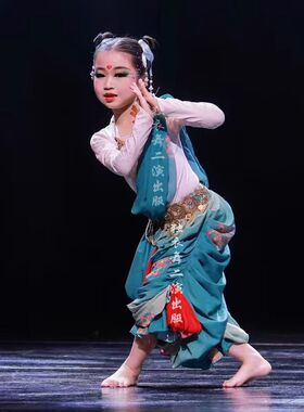 新款儿童莲花化生仙童舞蹈服中国风敦煌舞飞天异域风情民族汉唐舞