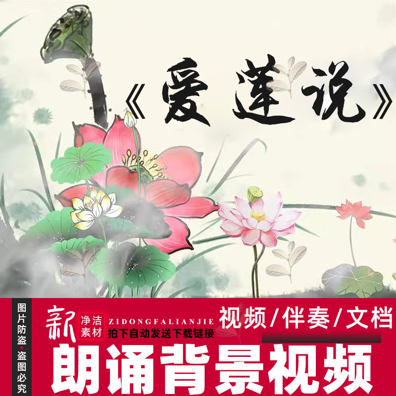 爱莲说 舞蹈诗歌朗诵舞台节目表演唯美荷花LED高清背景视频素材