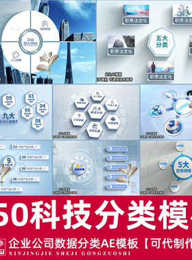 AE模板科技数据分类公司业务板块视频素材源文件代做制作修改
