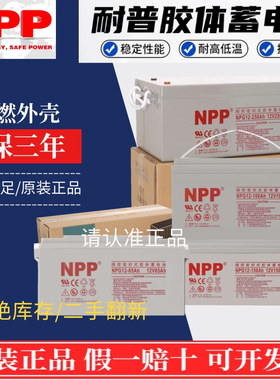 NPP耐普蓄电池12伏65AH24按时100ah家用200太阳能胶体电瓶UPS路灯