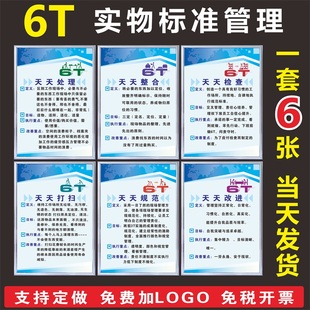 6T厨房管理制度牌 标语厨房6S4D五常管理标识牌 餐饮卫生检查制度