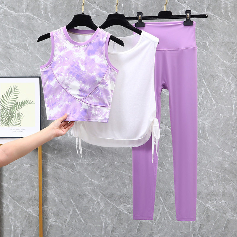 2025新款国风瑜伽服背心带胸垫女健身普拉提运动背心瑜伽服
