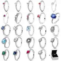 Panjia S925 Sterling Silver Sparkling Crown Heart Angel Wings Elegant Couple Rings Matching Rings for Women