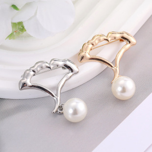 新款 配饰 银杏叶防走光别针简约百搭别针水滴珍珠金银可选外套开衫