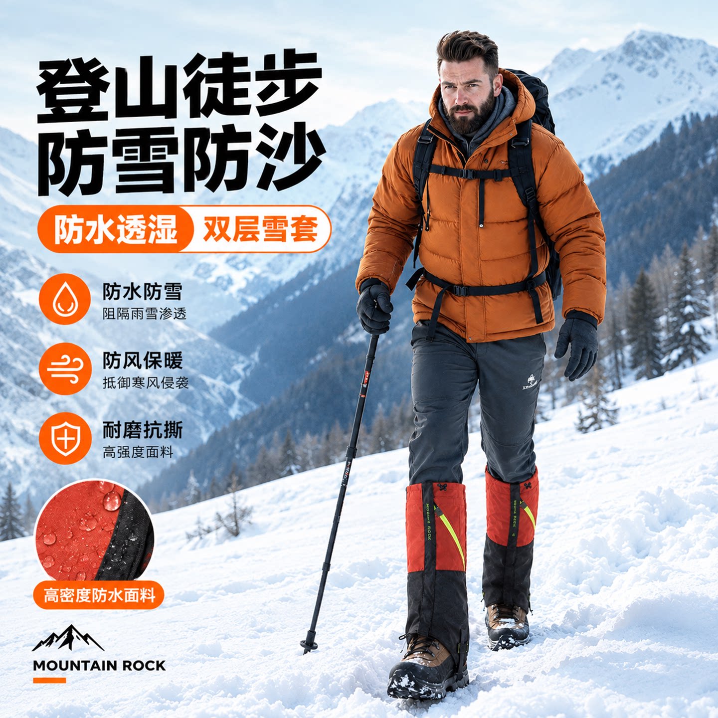 雪套户外登山防水女徒步护腿套防风雪防沙鞋套男滑雪脚套雪地装备