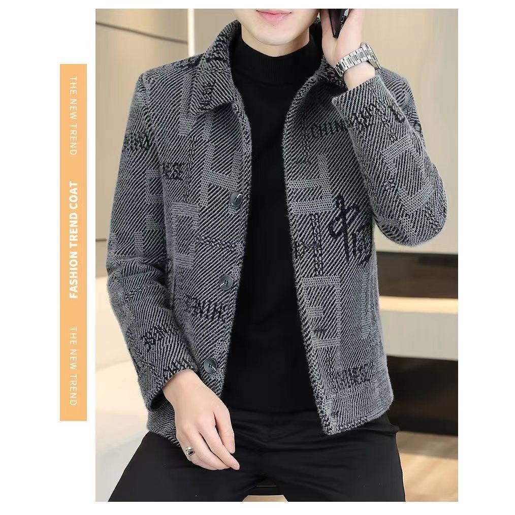 男士修身外套短款毛呢大衣春秋新款潮流休闲常规呢子风衣夹克外套