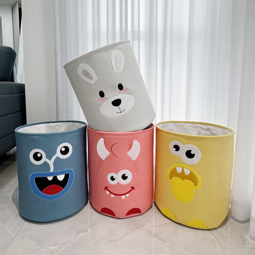 超柔布料怪兽系毛绒玩具收纳桶脏衣篮布艺玩具收纳篮筐海洋球收纳