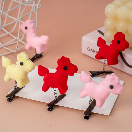 元旦马年红色儿童小马发夹小礼品