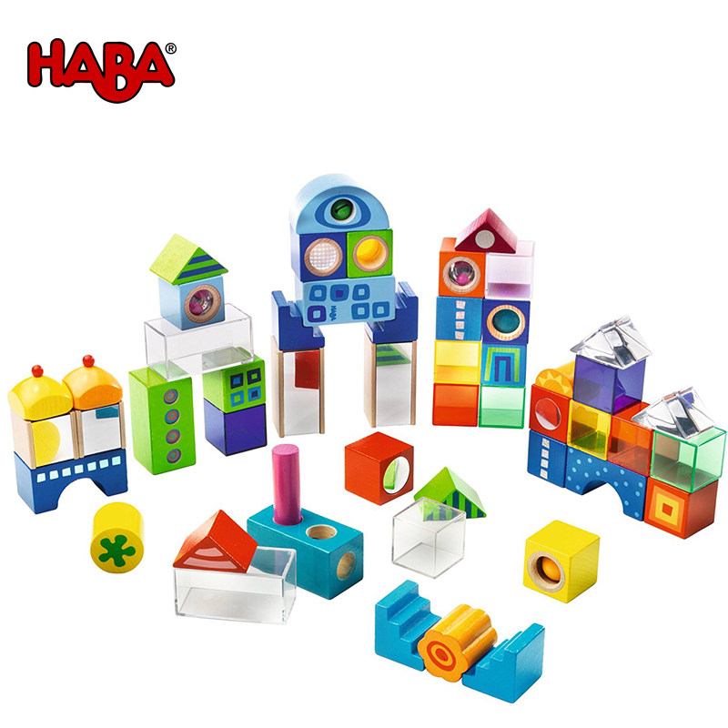 多彩镜子积木 HABA儿童创意镜子积木 宝宝趣味探索构建积木
