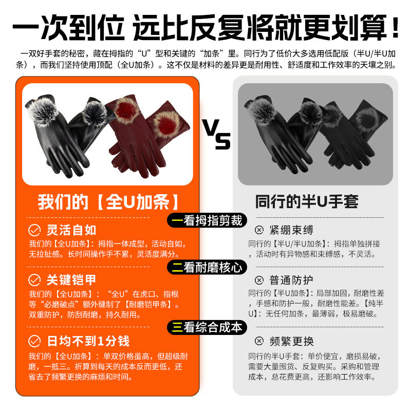 冬季保暖手套皮毛一体男