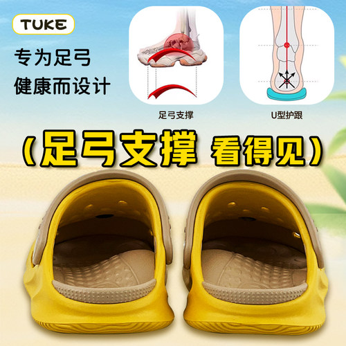 儿童足弓拖鞋塌陷支撑成人扁平足内八脚矫正洞洞防滑足外翻夏男女