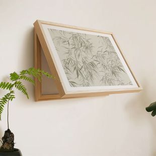 日式原木风电表箱装饰画可翻盖配电箱遮挡画奶油餐厅挂画免打孔