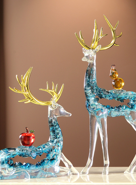 招财鹿摆件轻奢高档玄关客厅酒柜