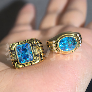 100级牵绊小鱼对戒海蓝锆开口祁煜戒指对戒礼物女