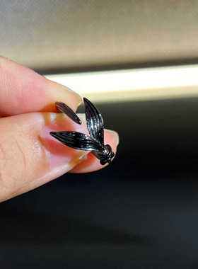 魅芽仙骨戒指祈煜鱼尾标黑色