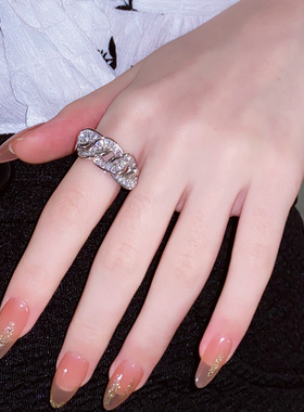 超闪的潮人链条时尚锆石小众设计