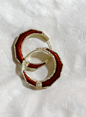 人间妲己~高级感新年红色耳环夸张耳圈小众2024新款爆款秋冬显瘦