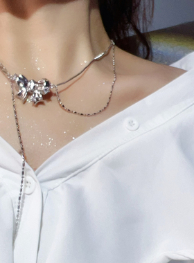 魅芽仙骨帅酷女孩蝴蝶结项链