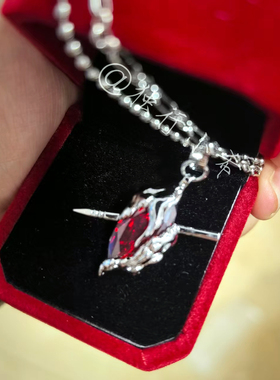 穿心项链秦彻二次元互动项链乙游周边双层毛衣链红色个性锁骨链
