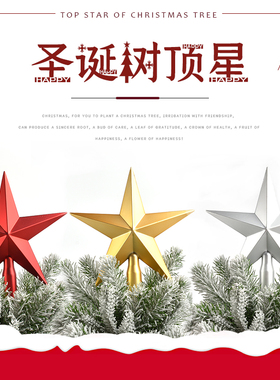 圣诞节装饰品塑胶电镀15-20CM金银红色树顶星树头装饰星星小配件