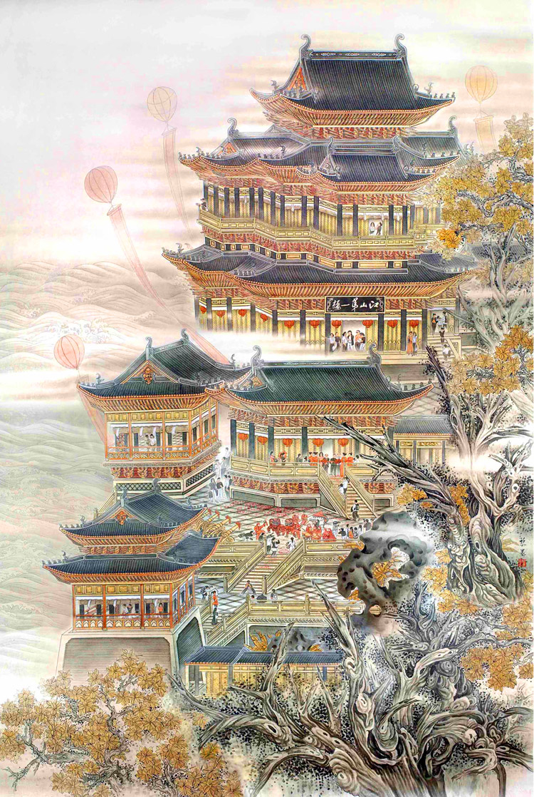 滕王阁望江楼益智玩具名画拼图