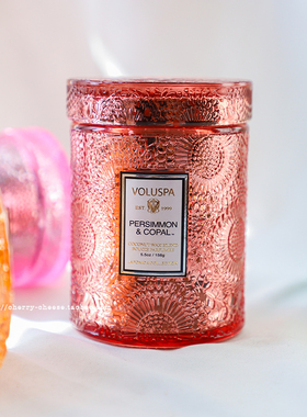 清仓现货美国购 voluspa小浮雕蜡烛玻璃瓶室内香氛156g节日礼物