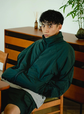 鲸鱼不放假Tech Windbreaker Jacket运动夹克外套立领防水墨绿色