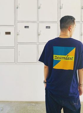 DESCENDANT slaters短袖正方形彩色鲸鱼dcdt西山彻余文乐圆领日系