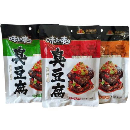 湖南老长沙经典小吃味知爽臭豆腐蒜香辣孜然休闲油炸豆腐干零即食