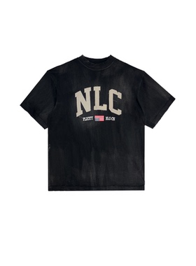 NIIPLICITY 24SS 黑色水洗复古NLC贴布绣短袖