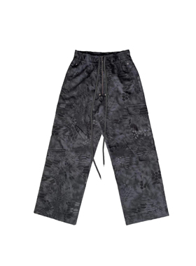 NIIPLICITY 23SS 黑斑迷彩龙鳞重工多口袋铆钉飘带长裤