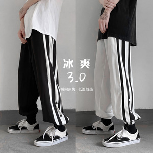 主冲爆！清爽冰丝裤条纹排扣束脚裤男休闲裤 903-EK82-P55 (控68，男装休闲裤，星座903