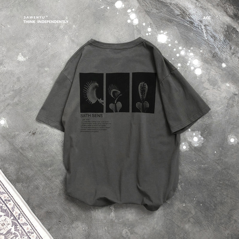 2025新夏季！个性植物印花短袖T恤男903-T01-P38（控49，男装T恤，星座903