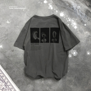 2025新夏季！个性植物印花短袖T恤男 903-T01-P38（控49，男装T恤，星座903