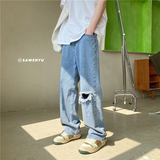 爆推！潮男破洞牛仔裤乞毛边丐裤903-EK11-P55控68，男装牛仔裤，星座903