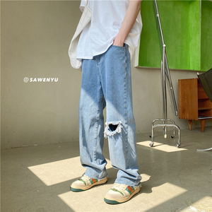 爆推！潮男破洞牛仔裤乞毛边丐裤 903-EK11-P55 控68，男装牛仔裤，星座903