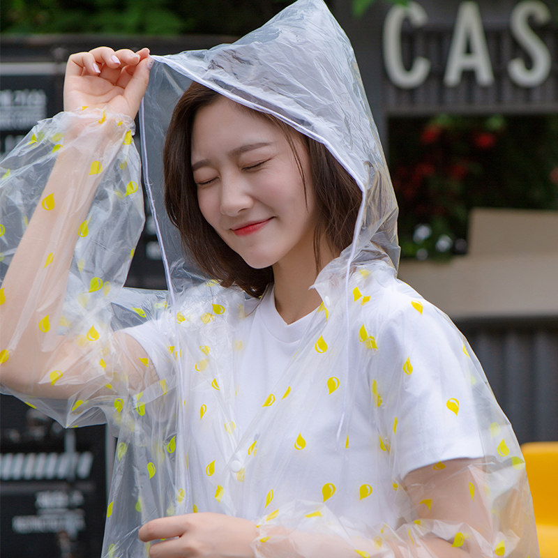 成人雨衣女便携式一次性加大印花抖音时尚透明长款全身防水雨衣