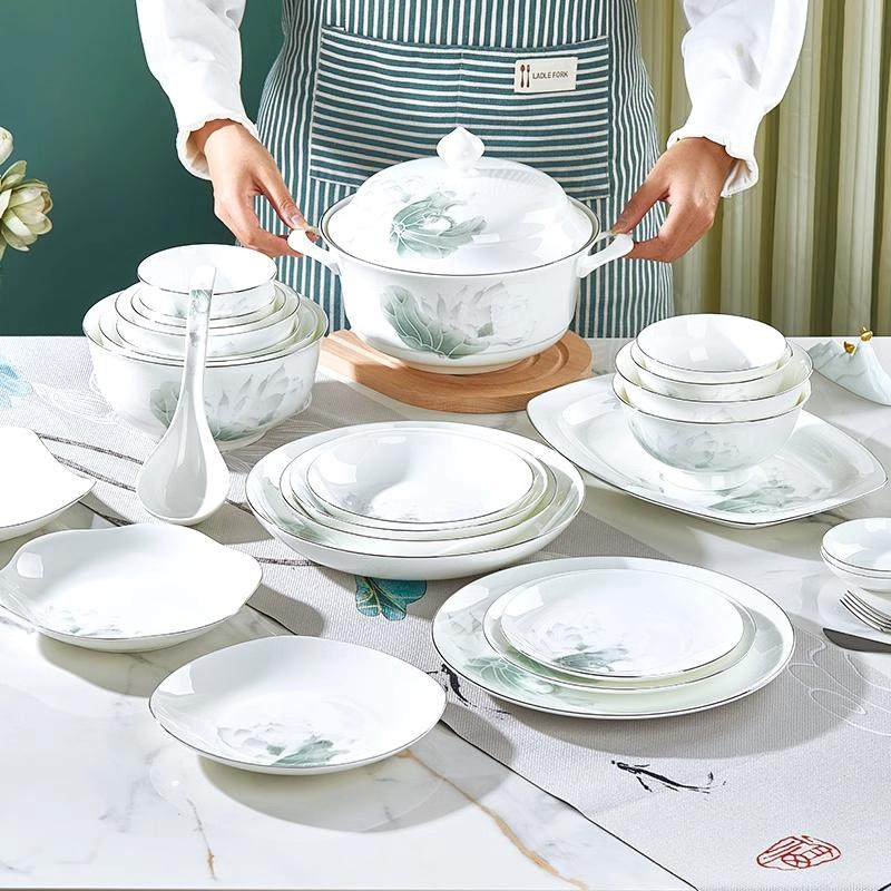 2024新款轻奢金边碗碟套装