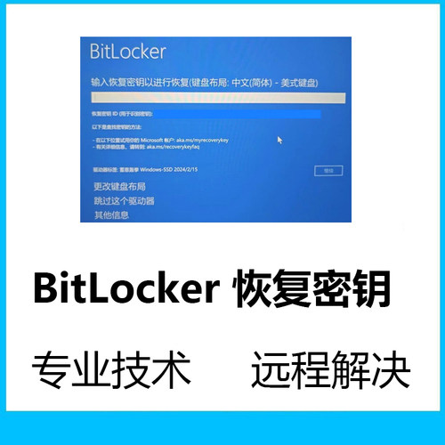 BitLocker恢复密钥蓝屏U盘硬盘锁密钥找回解密数据恢复解除密码