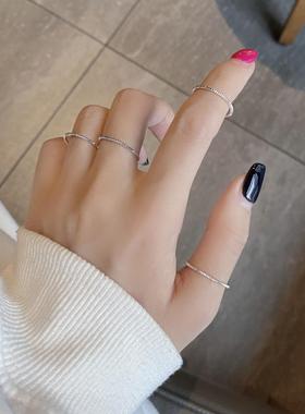 日韩时尚ins冷淡风S925纯银食指戒潮搭叠戴网红风戒指简约指环女