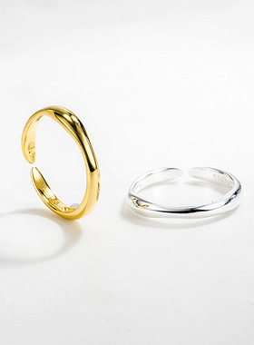 波浪纹细食指指环简约时尚ins潮设计感韩版S925纯银戒指工厂