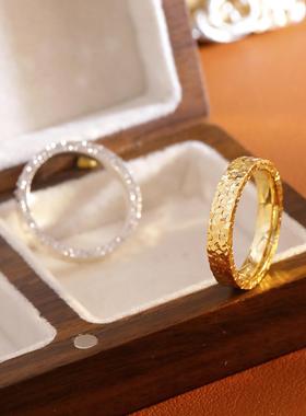 轻奢爆闪碎冰冰戒指 2025年新款网红爆款满天星铜镀18k金素圈指环